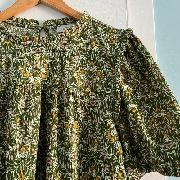 Loft Outlet Ruffled Floral Short Sleeve Top, L - Picture 4 of 7